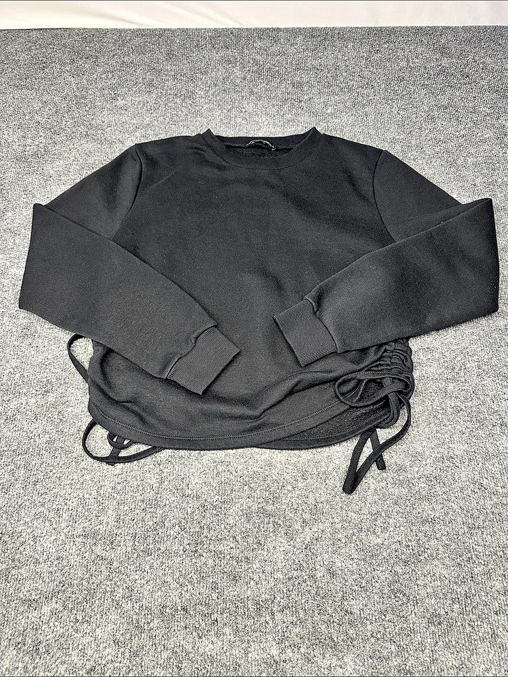 Zara Black Drawstring Hem Sweatshirt Like New